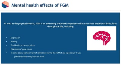 Mental health effects of FGM in Education