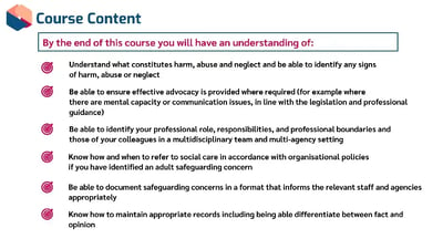 Safeguarding Adults Level 2 Course Content