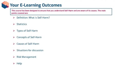 Self-Harm Awareness learning outcomes