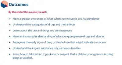 Subtance Misuse learning outcomes