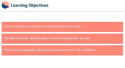 Workplace Sexual Harassment learning outcomes